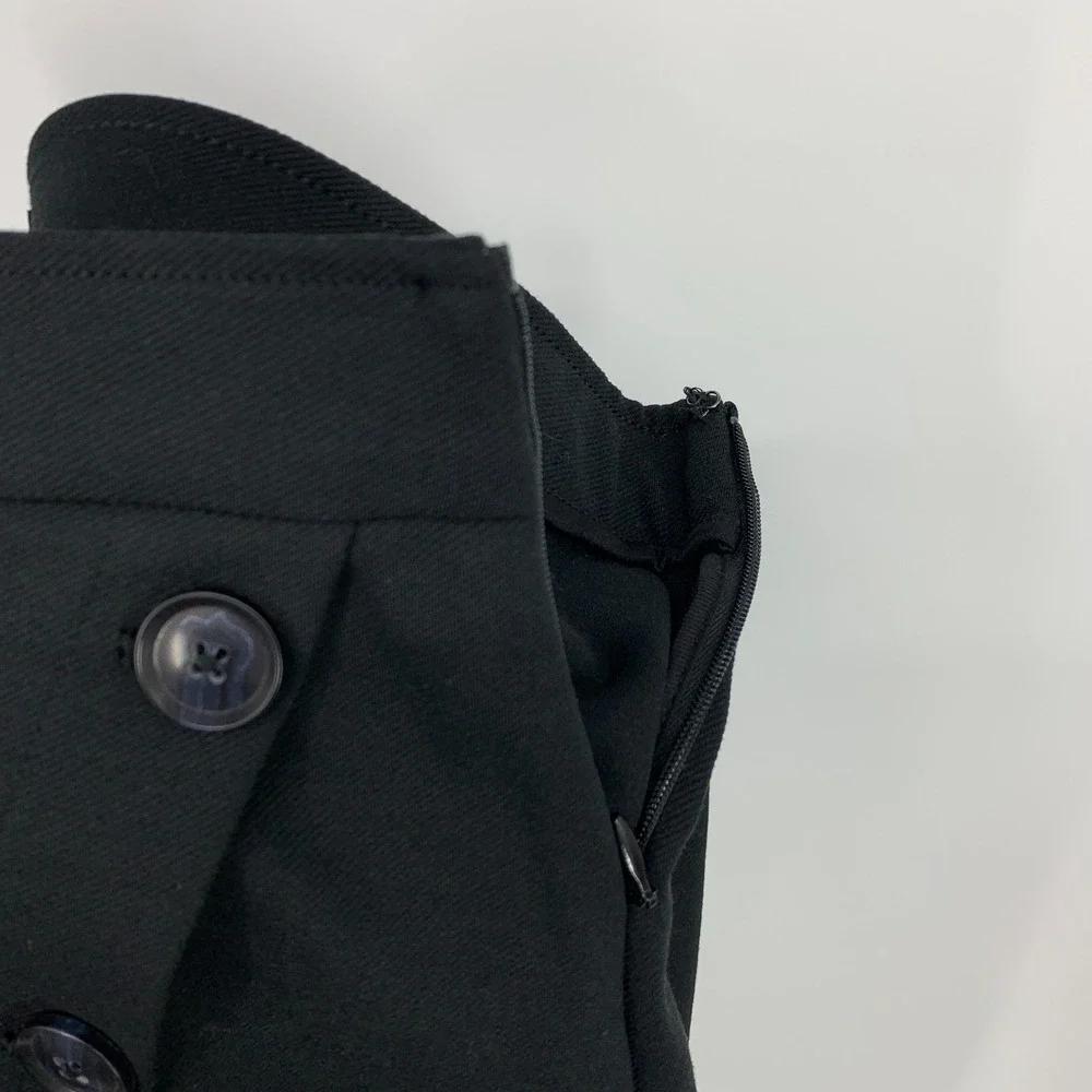 Banana Republic Skirt Womens 6 Black Mini Faux Wrap Asymmetrical Button Detail - Picture 12 of 12